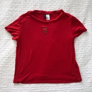 H&M DIVIDED Red Rose T-Shirt